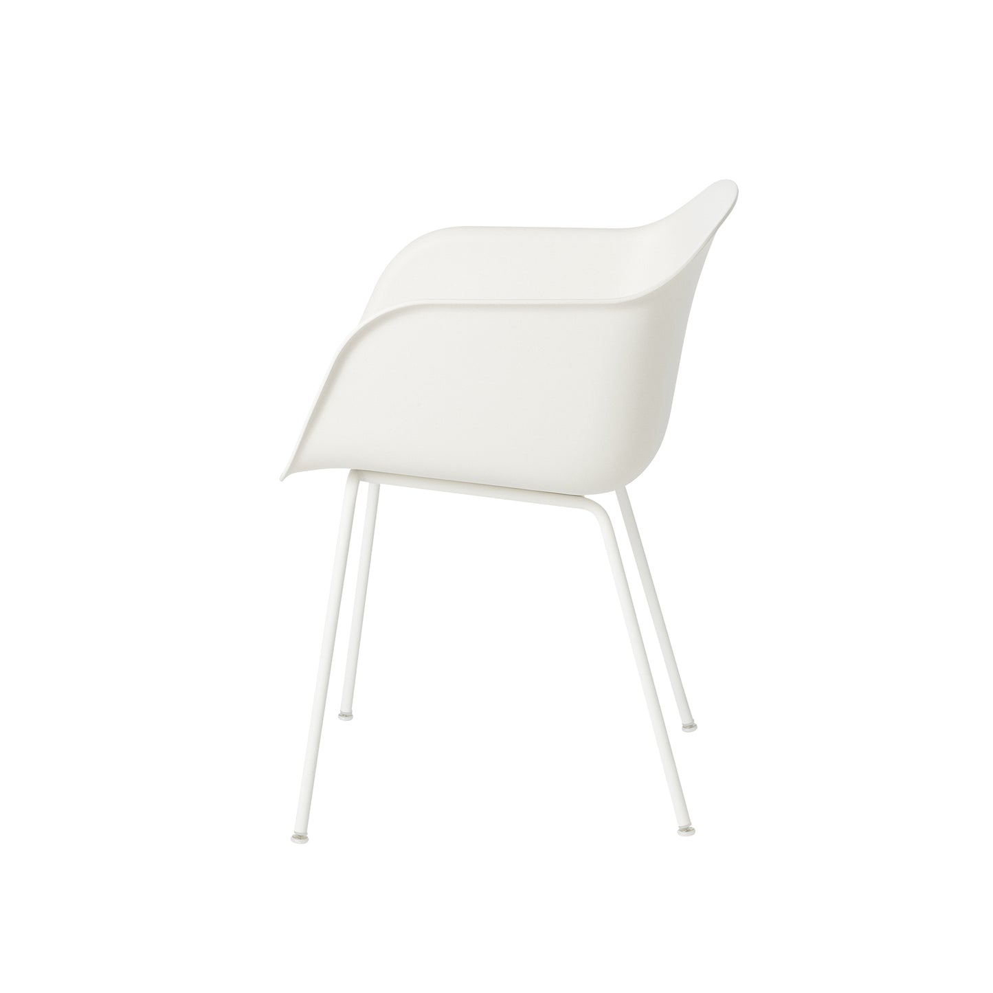 Muuto Fiber tuoli käsinojilla, teräsjalat, valkoinen