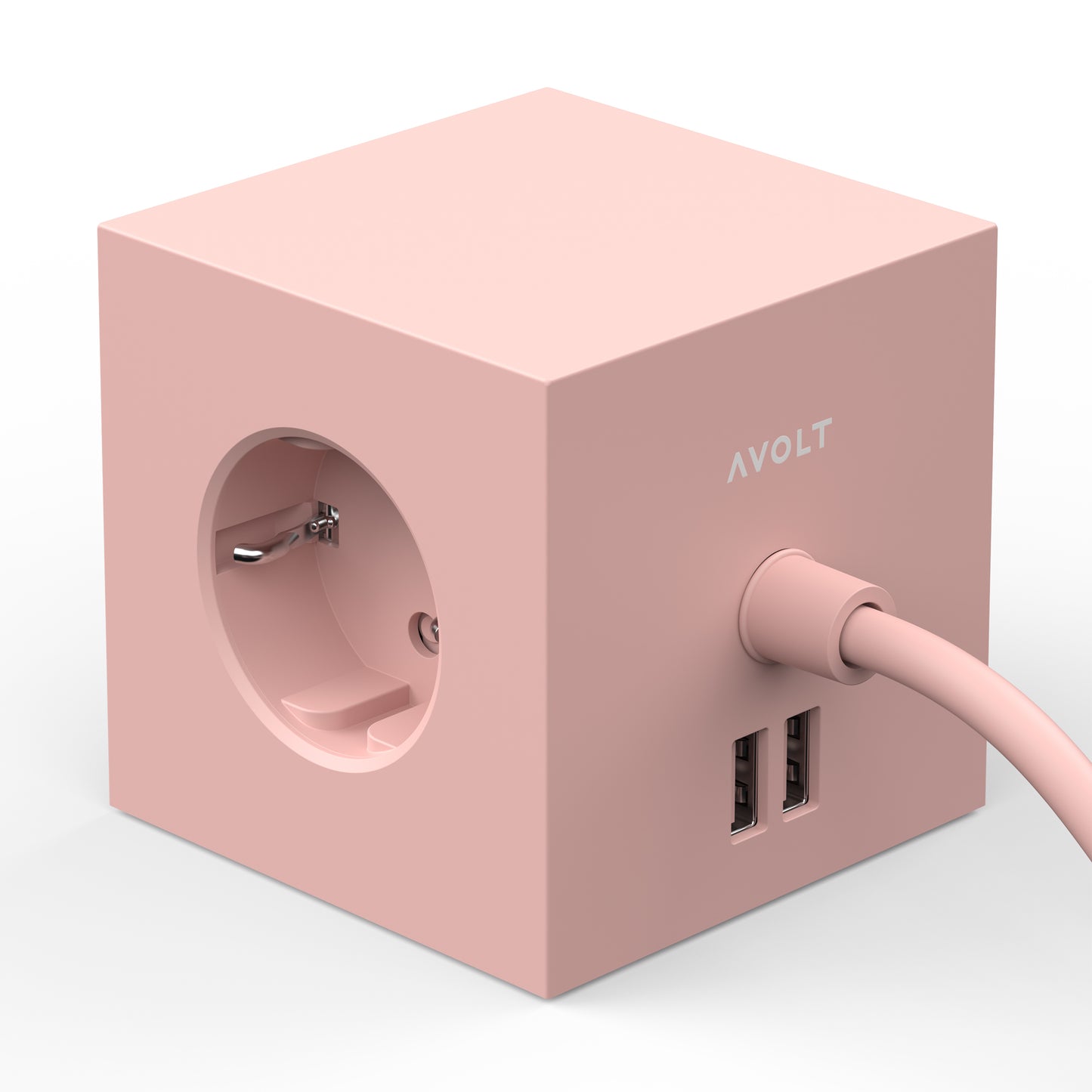 Avolt Square 1 USB jatkojohto vaaleanpunainen