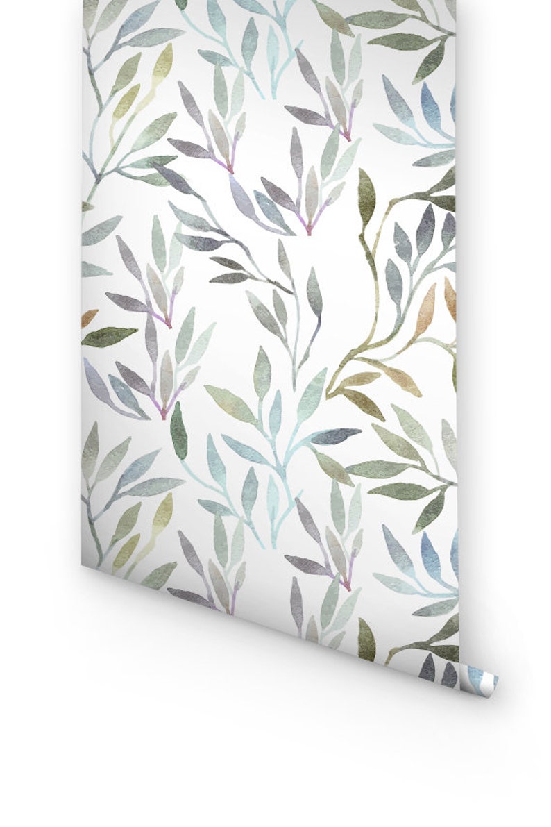 Watercolor Leaves Pattern Removable Wallpaper