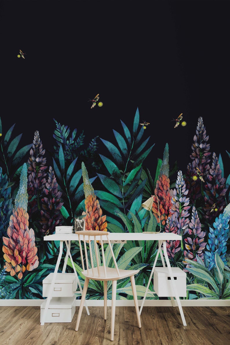 Dark Floral Wall Mural