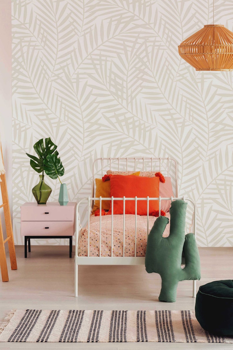 Neutral Palm Leaves Wall Mural