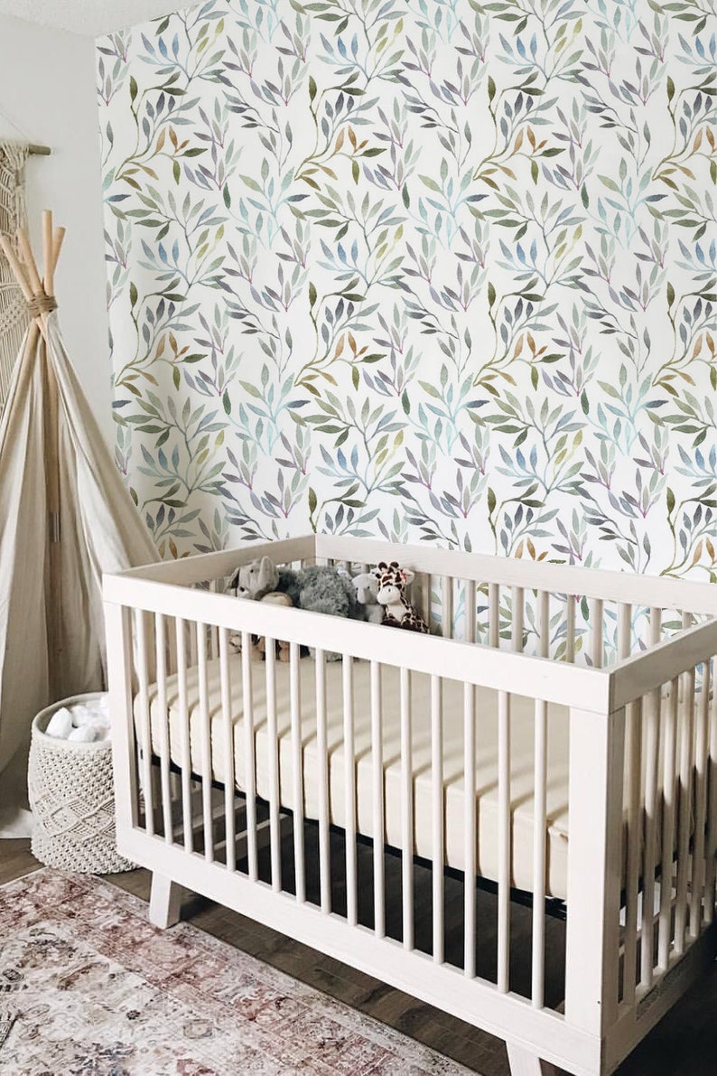 Watercolor Leaves Pattern Removable Wallpaper