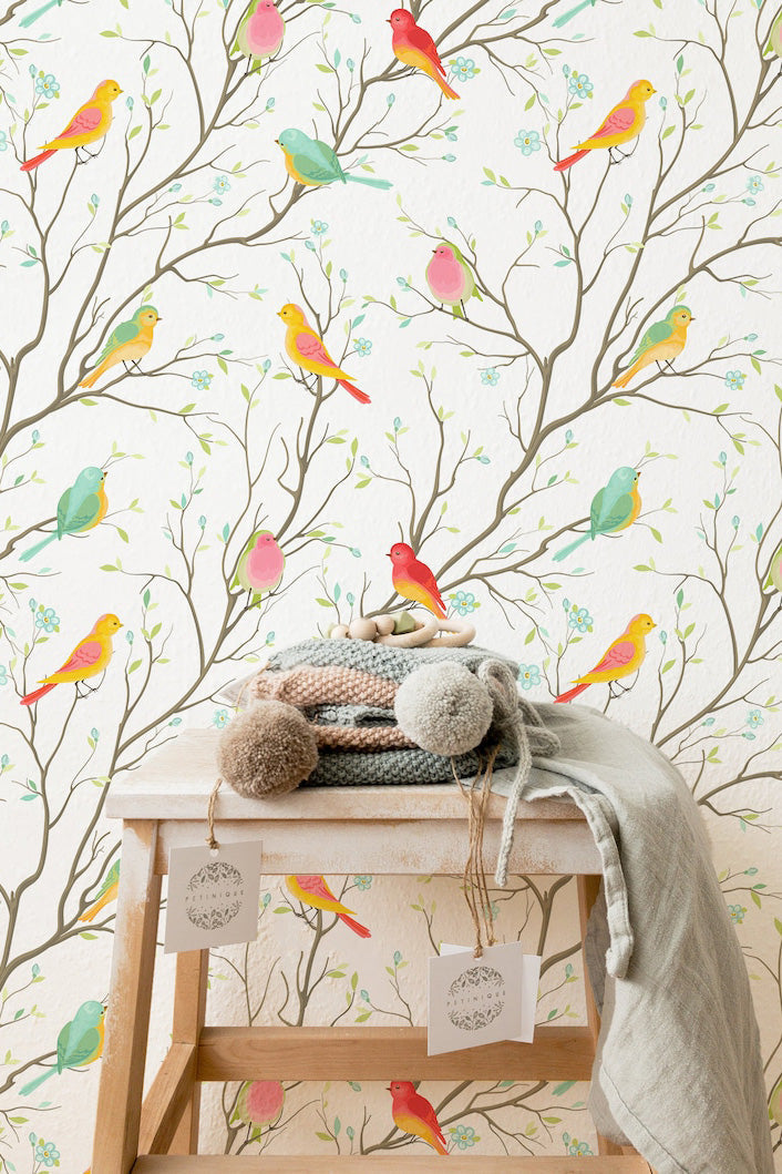 Colorful Birds Removable Wallpaper