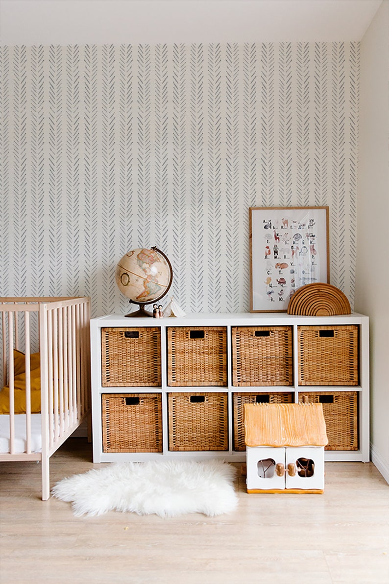 Grey herringbone removable wallpaper