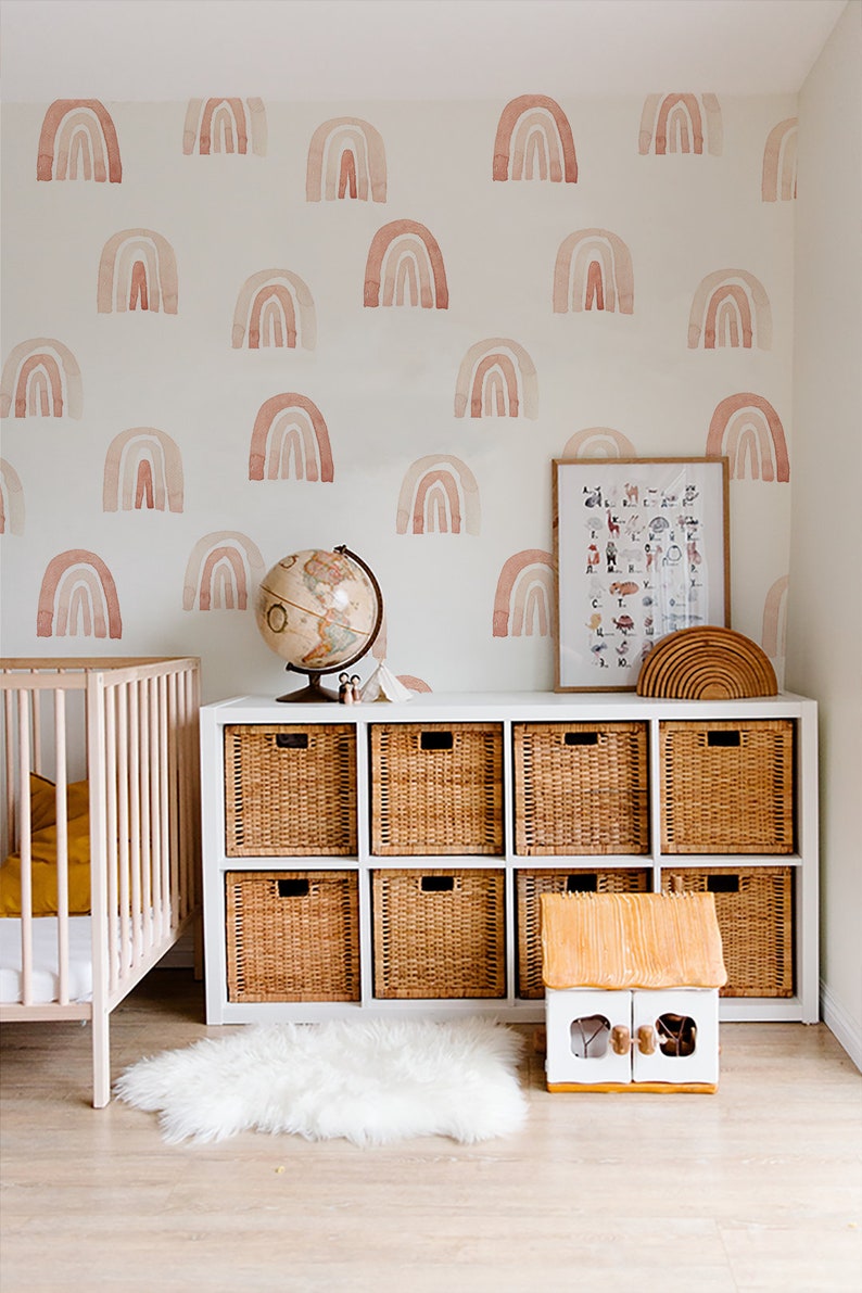 Watercolor Rainbow Nursery Wallpaper