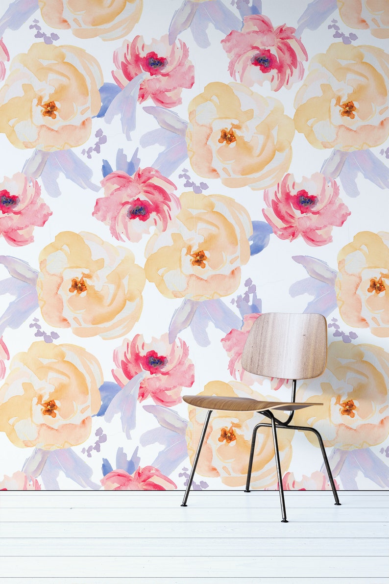 Watercolor Floral Wallpaper Mural