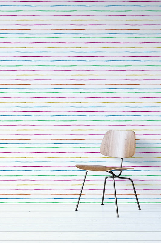 Watercolor Rainbow Stripes Removable Wallpaper