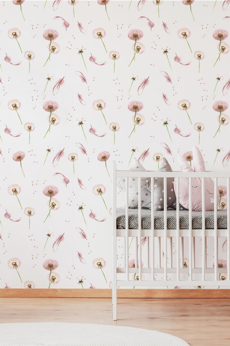 Pink Dandelion Removable Wallpaper