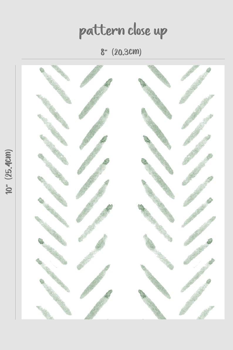 Sage green herringbone removable wallpaper