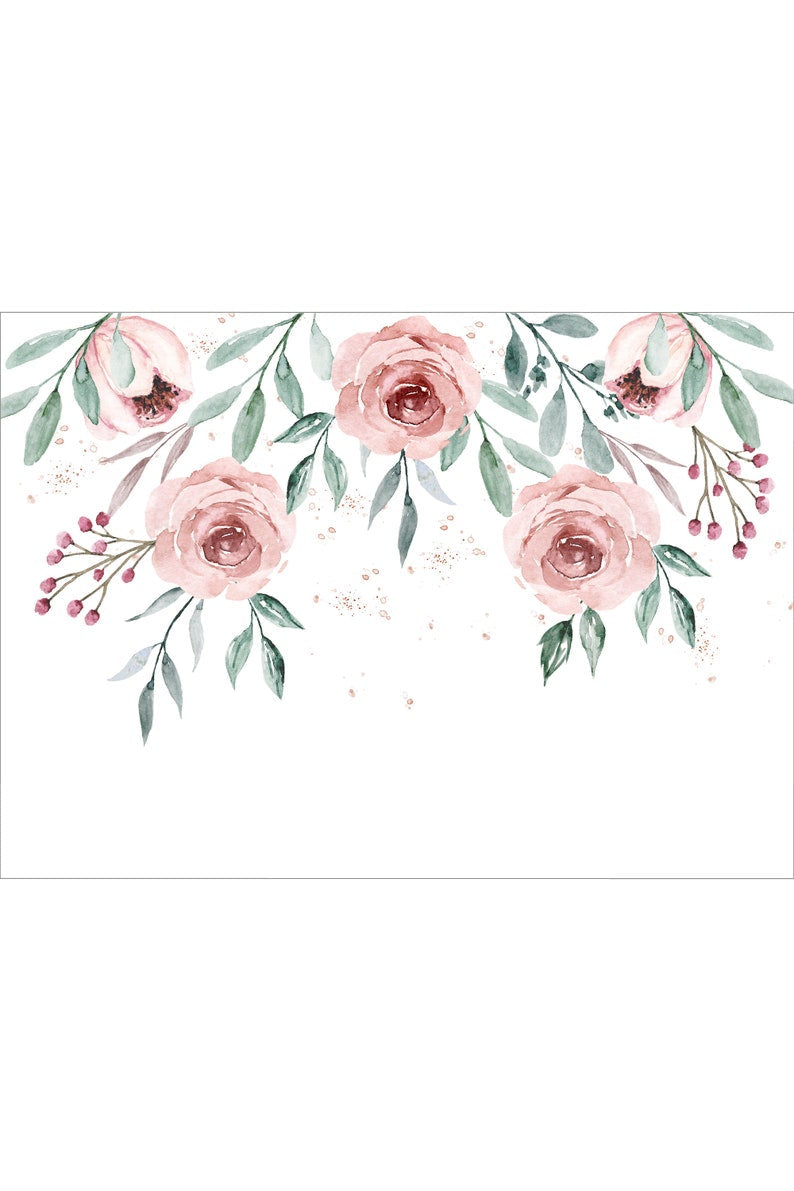 Watercolor Roses Name Sign Nursery Wallpaper