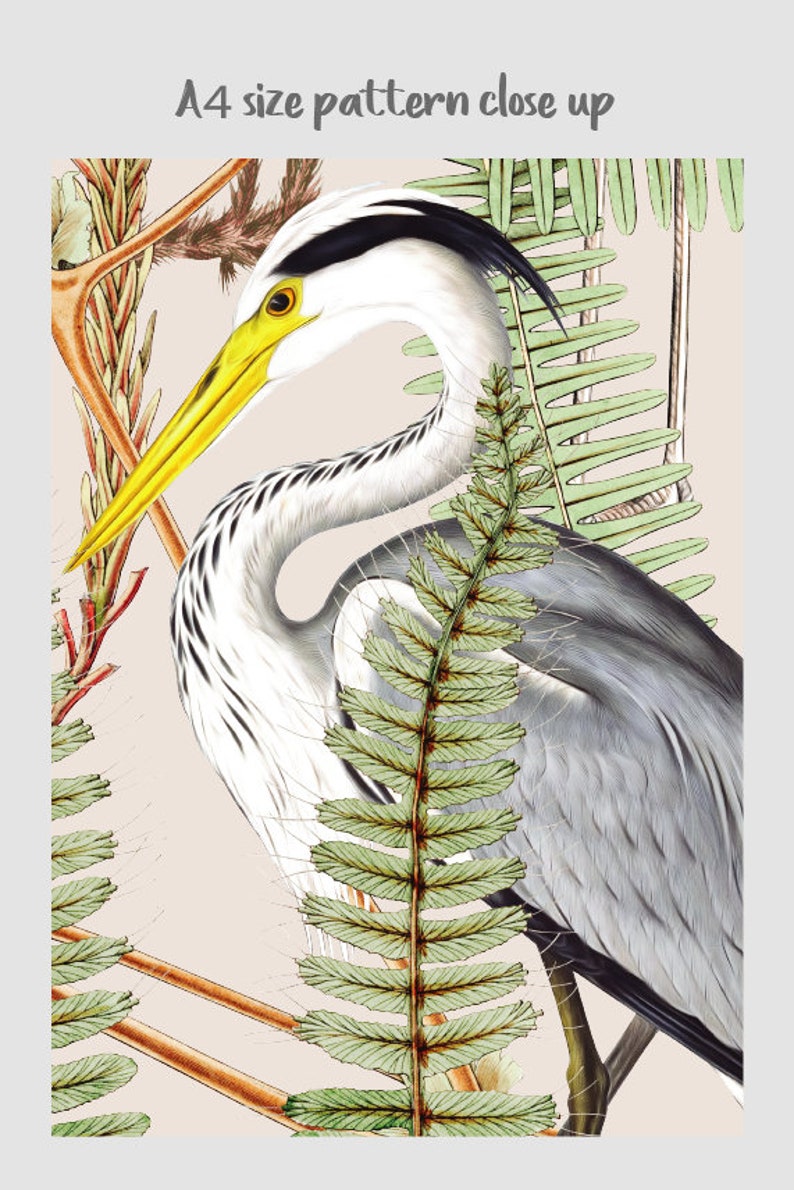 Botanical Heron Peel And Stick Wallpaper
