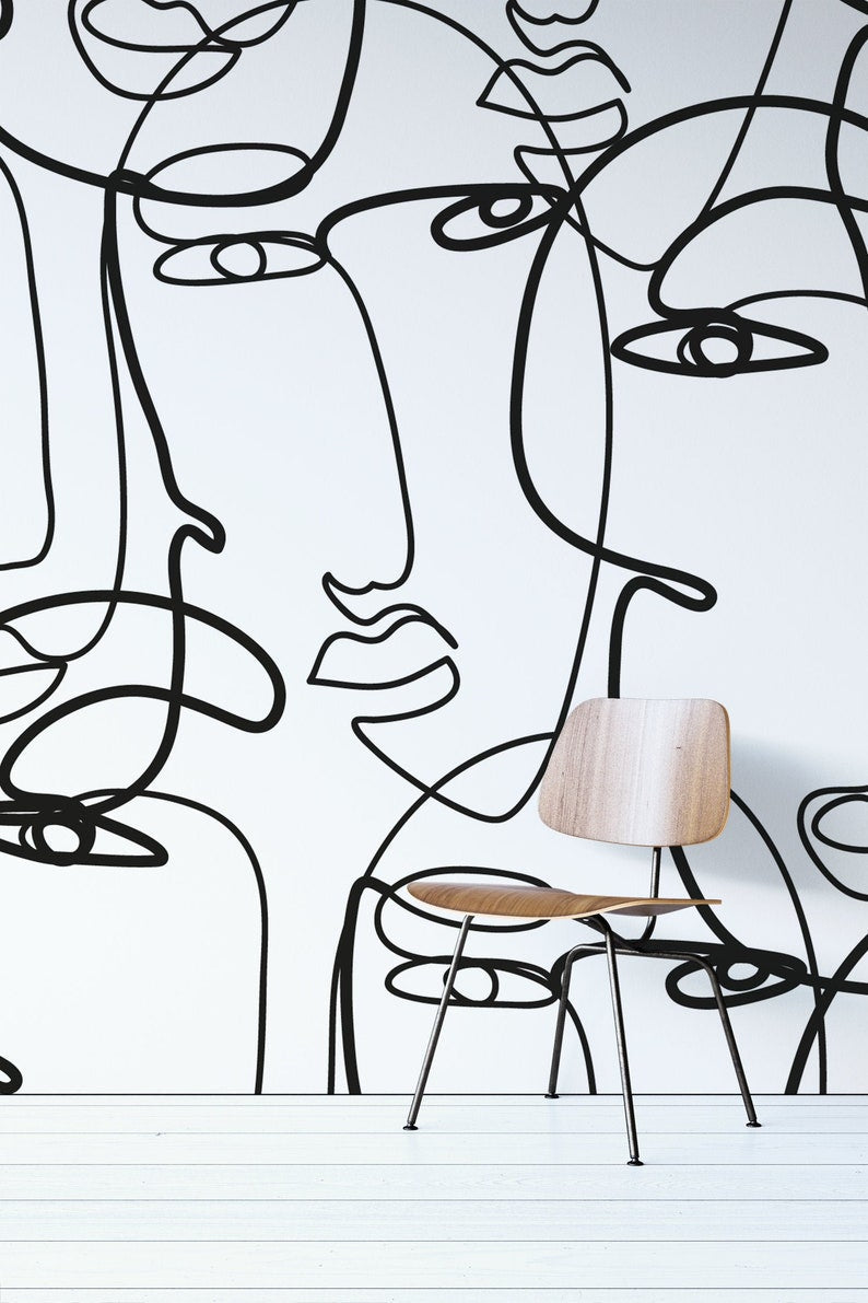 One Line Drawing Wallpaper Mural