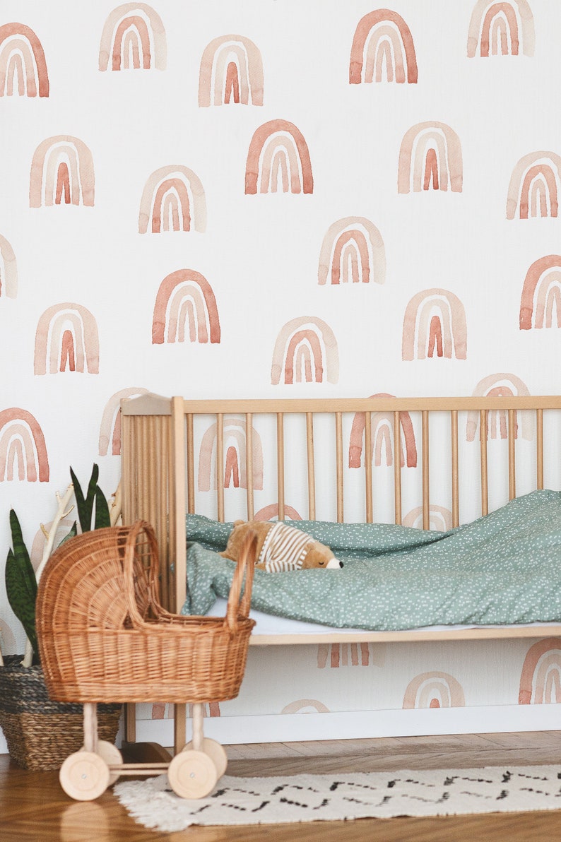 Watercolor Rainbow Nursery Wallpaper