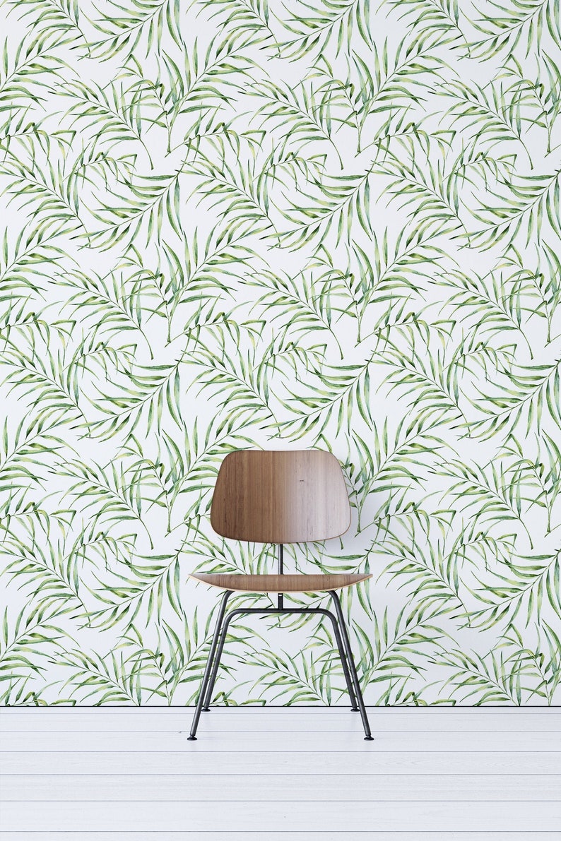 Green Palm Leaves Removable Wallpaper