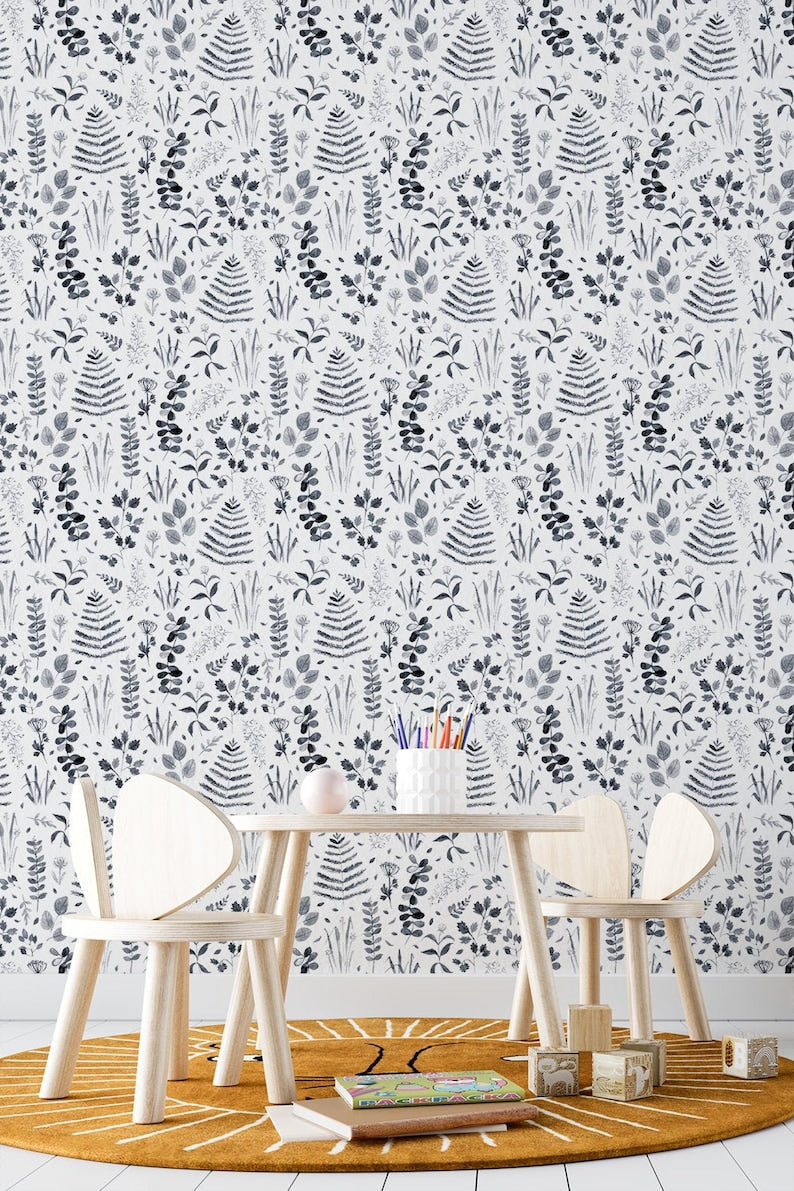 Watercolor botanical leaves wallpaper