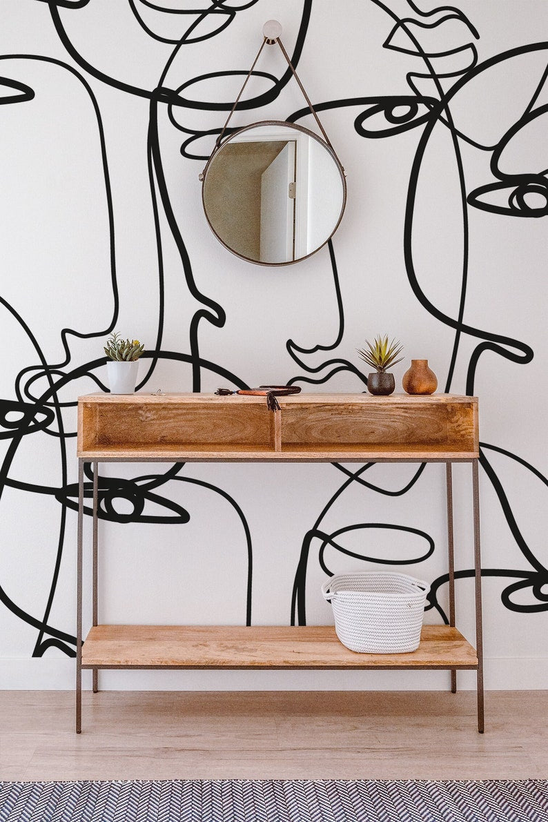 One Line Drawing Wallpaper Mural