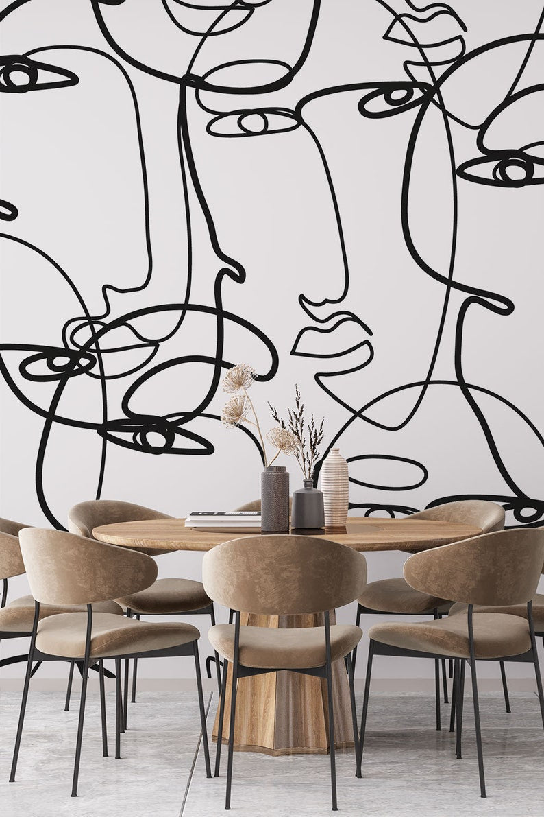 One Line Drawing Wallpaper Mural