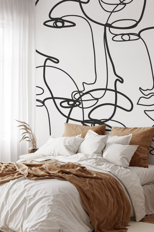 One Line Drawing Wallpaper Mural