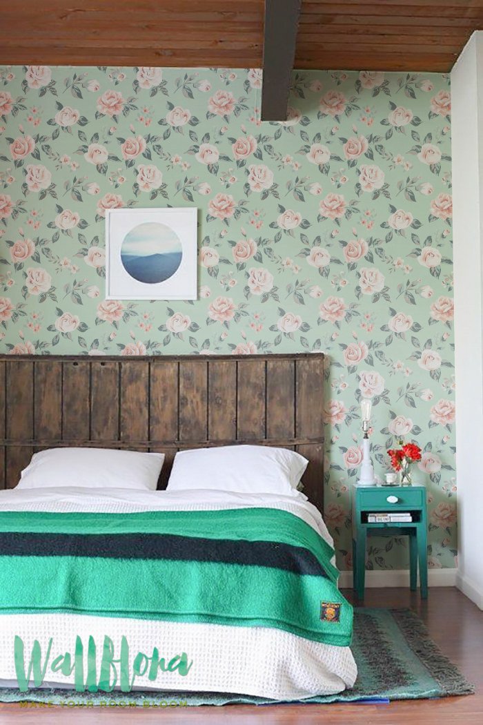 Pink Roses Removable Wallpaper For Nursery