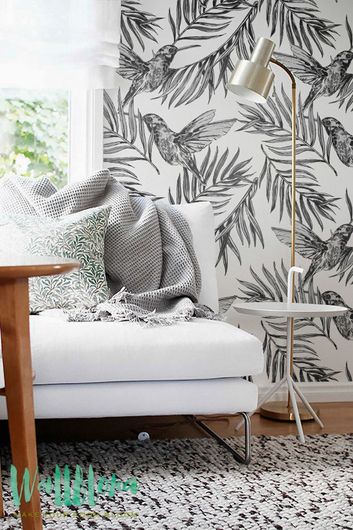 Black And White Birds Removable Wallpaper