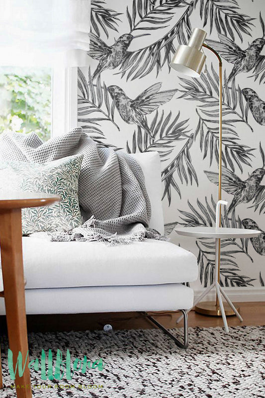 Black And White Birds Removable Wallpaper