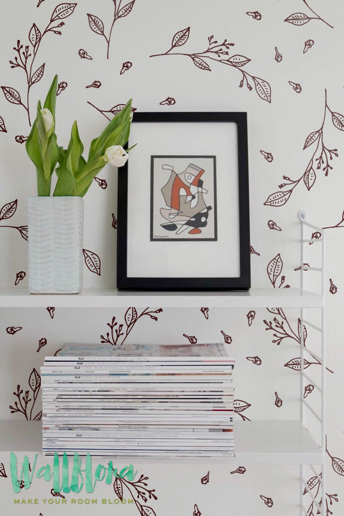 Herbs Pattern Removable Wallpaper