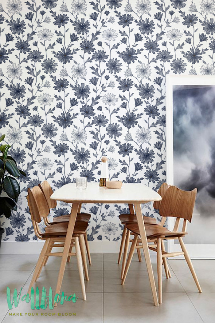 Blue Gerber Removable Wallpaper