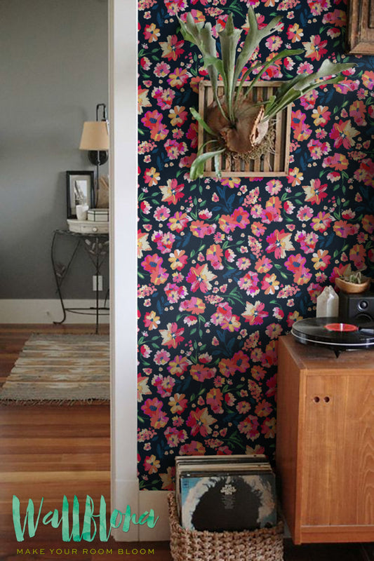 Dark Floral Peel And Stick Wallpaper