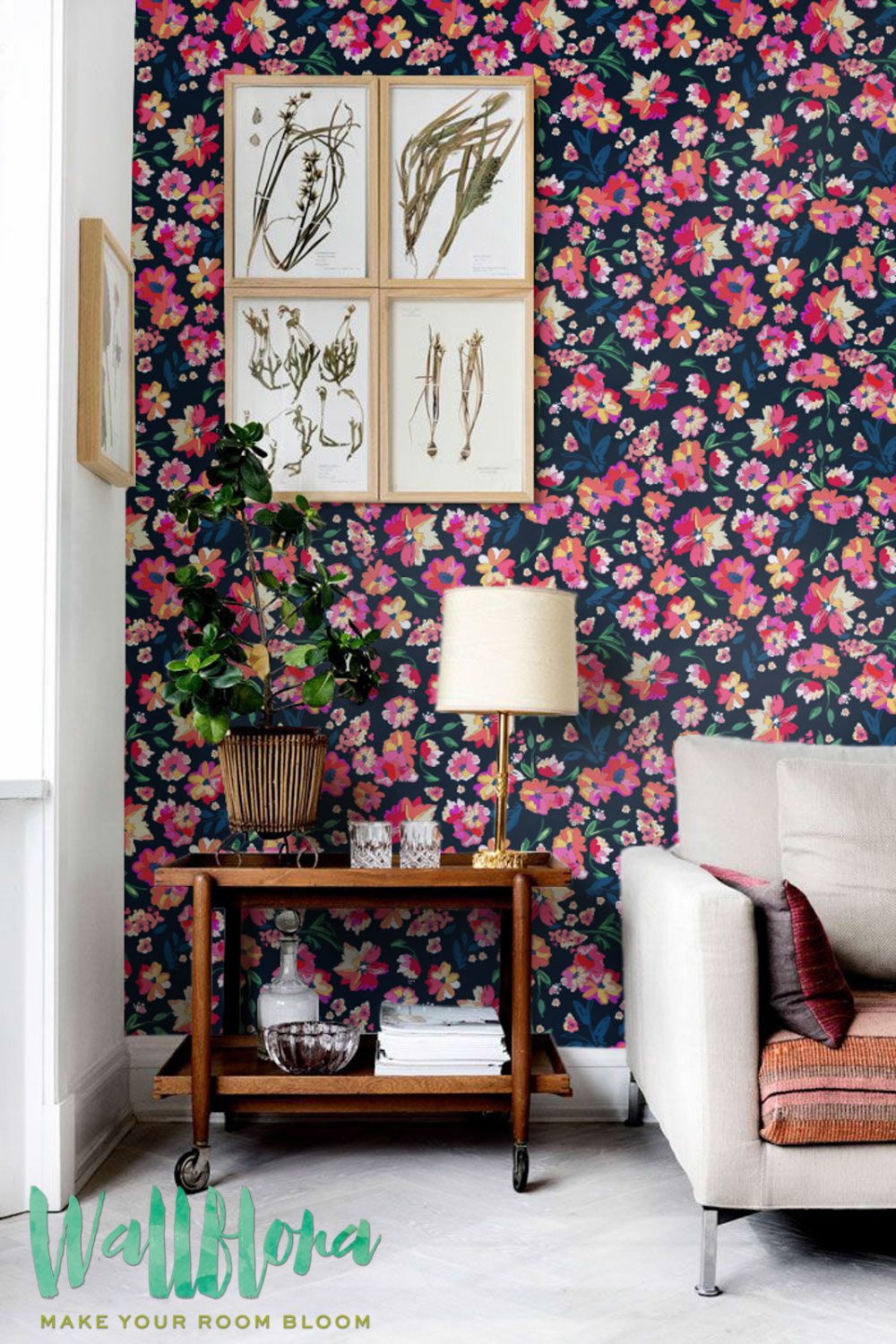 Dark Floral Peel And Stick Wallpaper