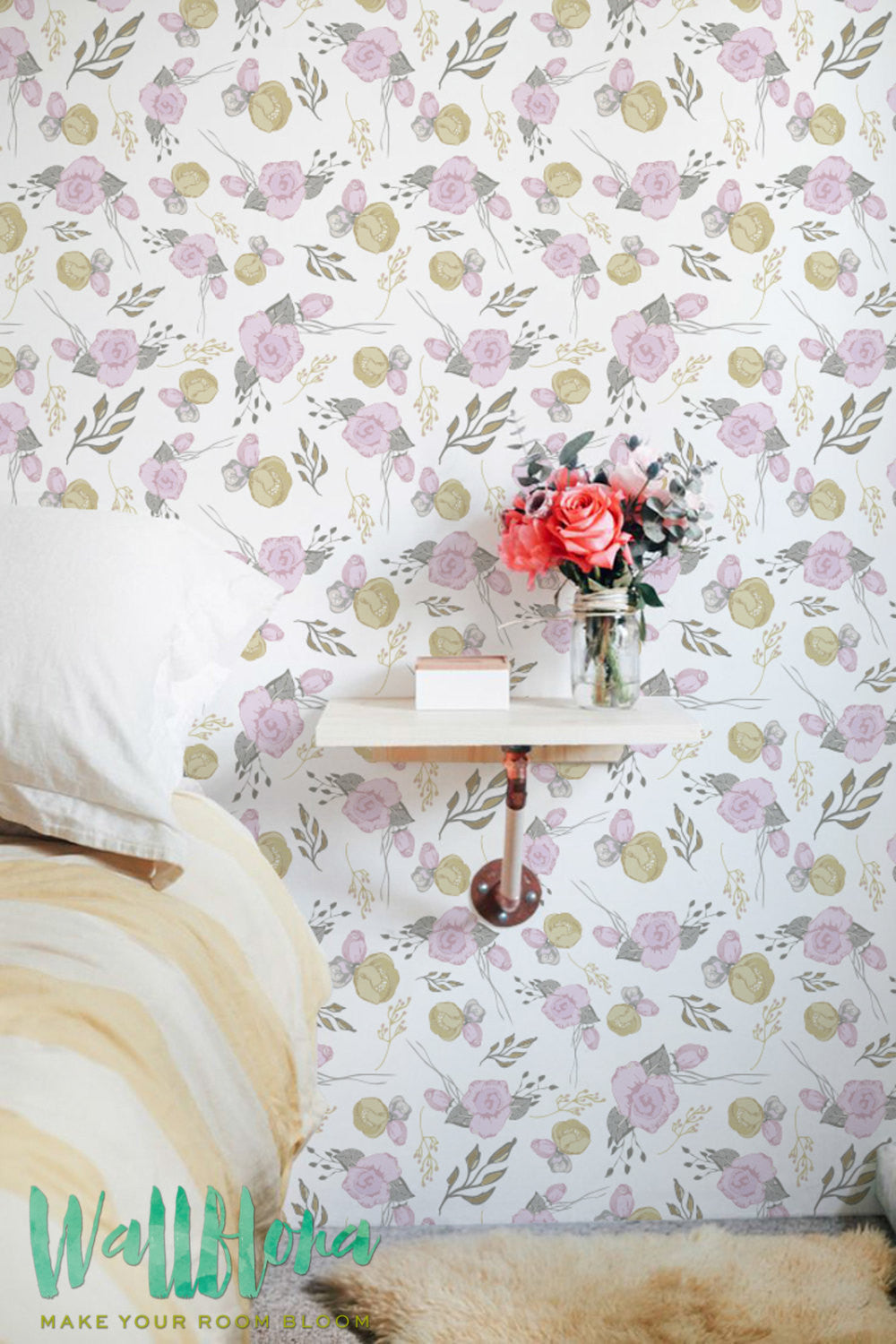 Pink Floral Wallpaper For Girls Bedroom