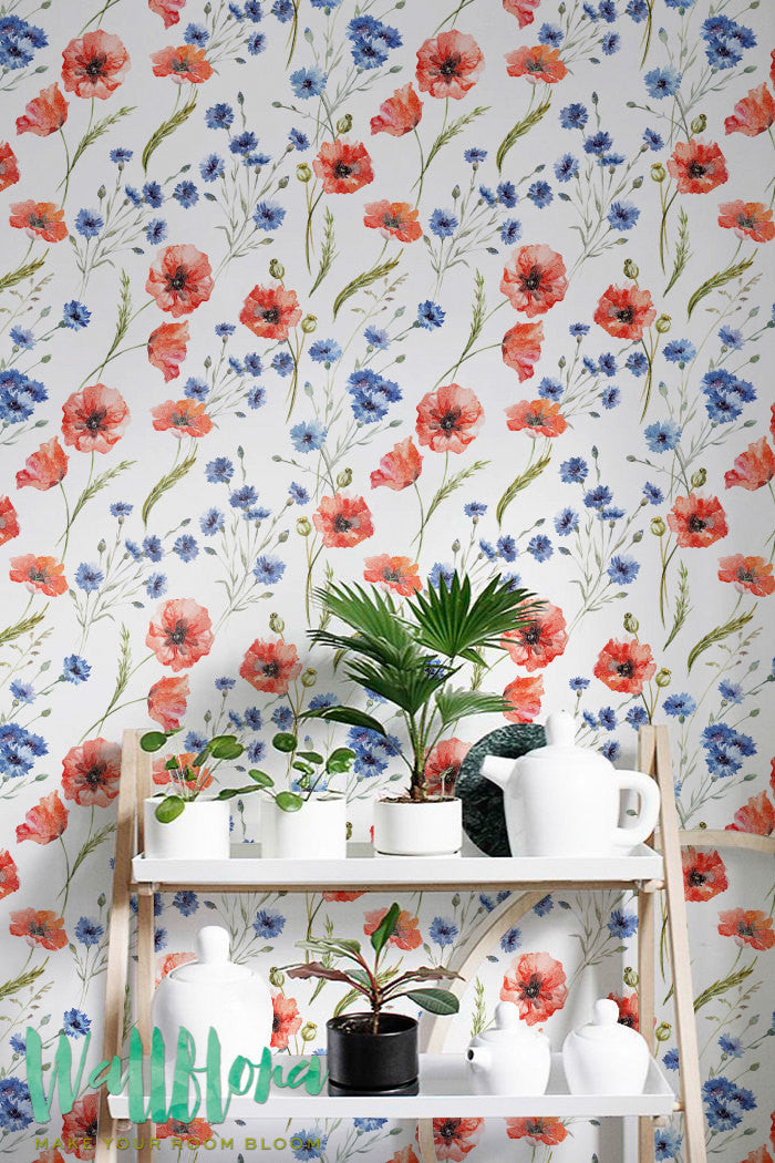 Red Poppy Removable Wallpaper